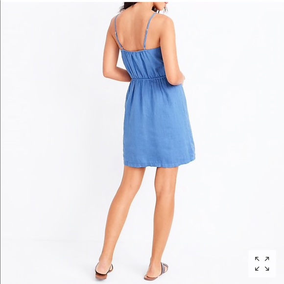NWT J. Crew Blue Linen Spaghetti Strap Dress - Picture 3 of 7
